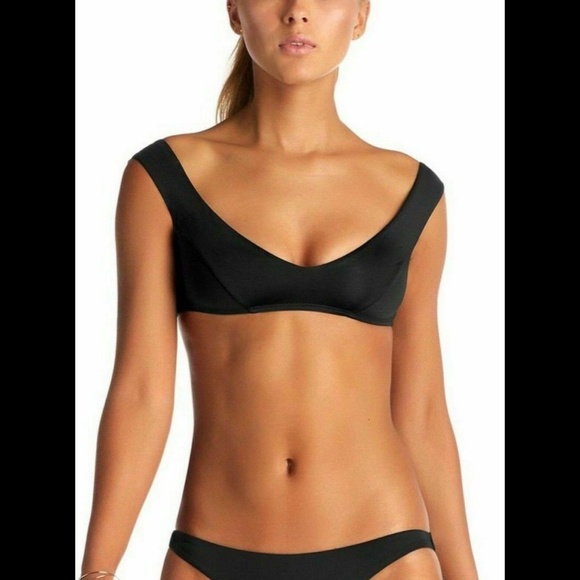 NEW Vitamin A Off Shoulder Capri Bikini Top in Black [SZ Small‎ S/6] - Picture 11 of 12